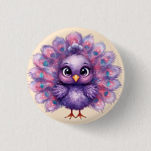 Niedlicher Fantasy-Launenhaft-Lila-Pfau  Button