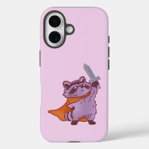 Niedlicher Fantasy-Waschbärkrieger mit Schwert und iPhone 16 Hülle