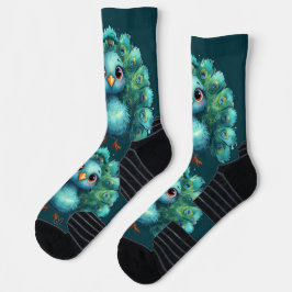 Niedlicher Fantasy-zauberhafter Blauer Pfau Socken