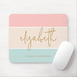 Niedlicher Farbblock Pastellfarben Rosa Gelber Str Mousepad
