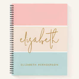 Niedlicher Farbblock Pastellfarben Rosa Gelber Str Notizbuch