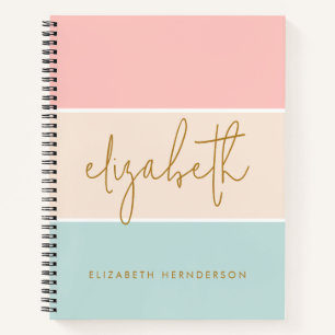 Niedlicher Farbblock Pastellfarben Rosa Gelber Str Notizbuch