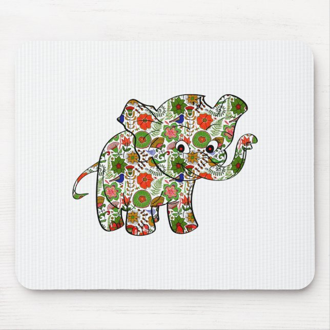 Niedlicher, farbenfroher Blumenjunge Elefant Mousepad (Vorne)