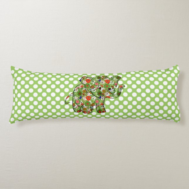 Niedlicher, farbenfroher Blumenjunge Elefant Seitenschläferkissen (Vorderseite)