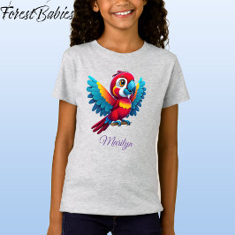 Niedlicher, farbenfroher Macaw Parrot Bird Cartoon T-Shirt