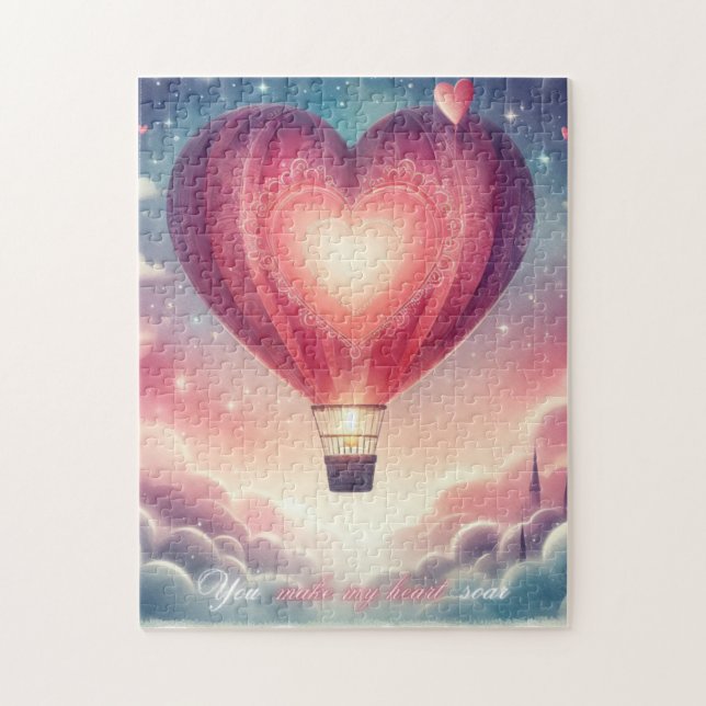 Niedlicher, farbenfroher Valentiner Herzballon Puzzle (Vertikal)
