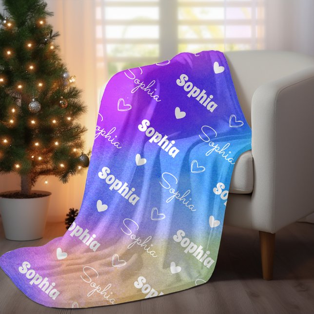 Niedlicher, farbig wiederholter Name personalisier Fleecedecke (Von Creator hochgeladen)