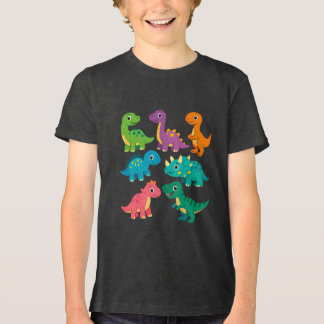 Niedlicher farbiger Cartoon Dinosaurier für Kinder Tri-Blend Shirt