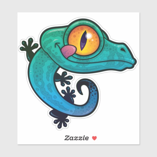 Niedlicher farbiger Cartoon Gecko Aufkleber (Blatt)