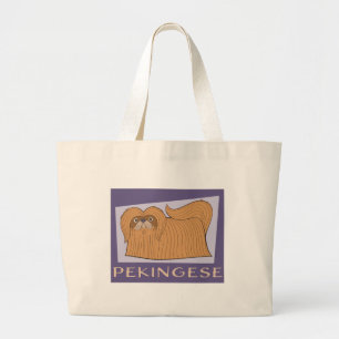 Niedlicher farbiger Cartoon Stil Pekingese Hund Jumbo Stoffbeutel