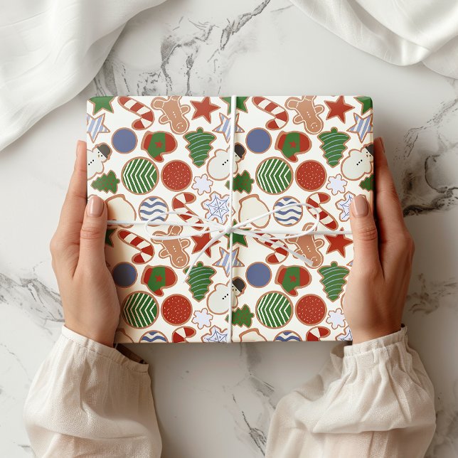 Niedlicher farbiger Cartoon Weihnachtszucker Cooki Geschenkpapier (Von Creator hochgeladen)