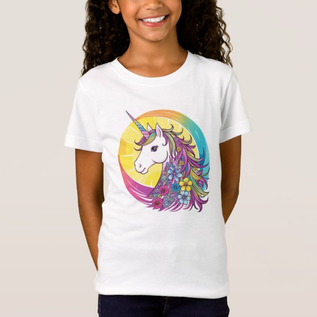Niedlicher farbiger Einhorn-T - Shirt für Kinder (Vorderseite)