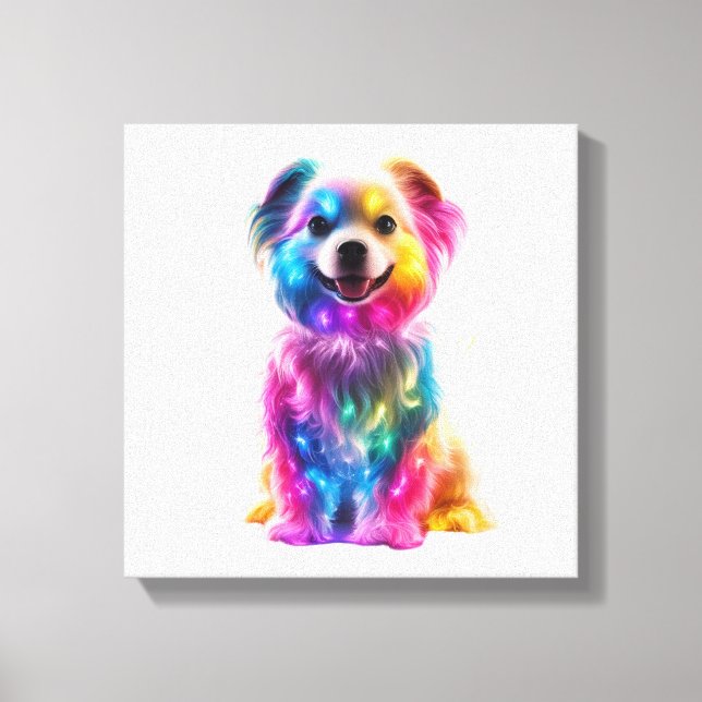 Niedlicher farbiger Hund Leinwanddruck (Vorderseite)