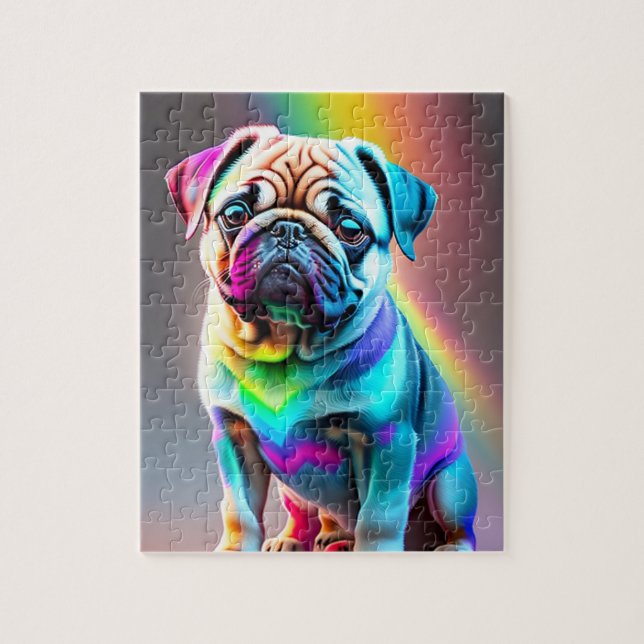 Niedlicher farbiger Mops Puzzle (Vertikal)