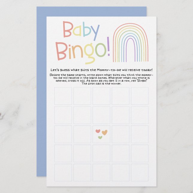 Niedlicher farbiger Regenbogen Baby Bingo Game Fly (Vorne/Hinten)