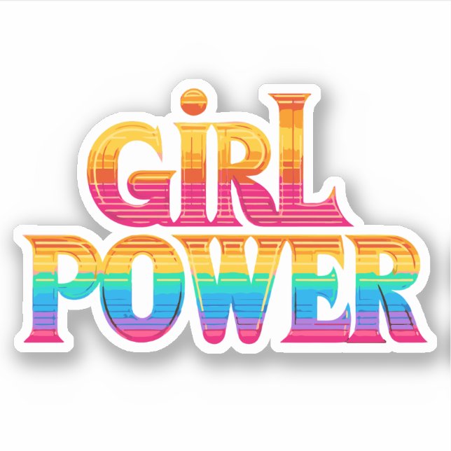 niedlicher farbiger Regenbogenmädchen-Power Aufkleber (Vorderseite)