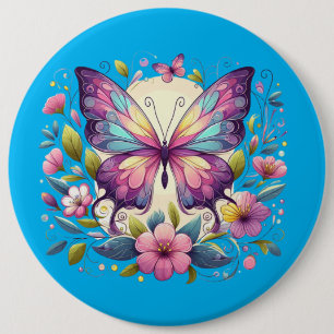 Niedlicher, farbiger Schmetterling Button