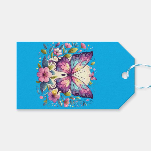 Niedlicher, farbiger Schmetterling Geschenkanhänger (Vorderseite (Horizontal))