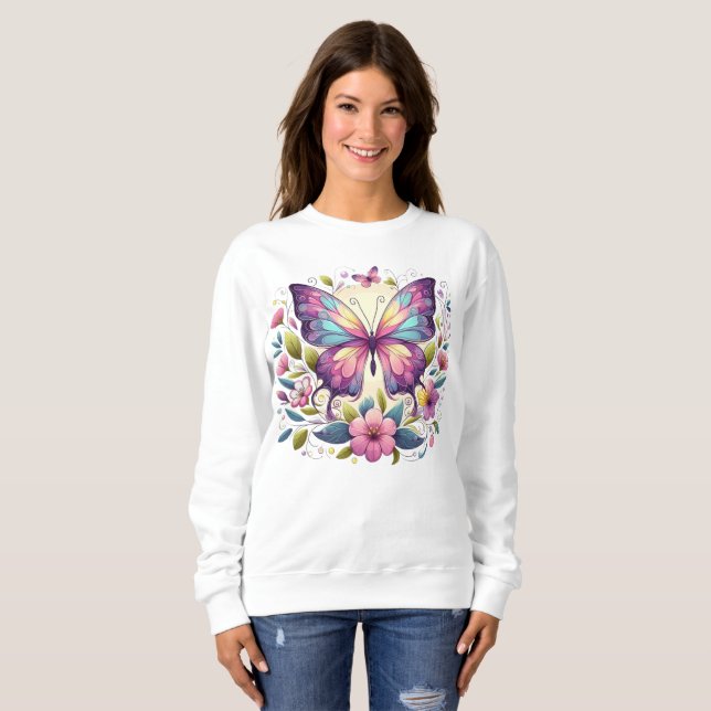 Niedlicher, farbiger Schmetterling Sweatshirt (Vorne ganz)
