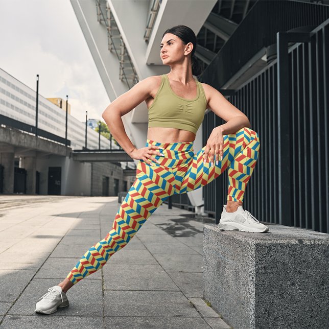 Niedlicher, farbiger Streifen Zickzack Training Leggings (Von Creator hochgeladen)