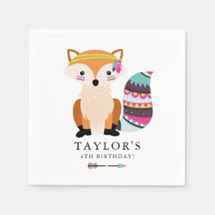 Niedlicher, farbiger Tribal Fox Kindergeburtstag Serviette
