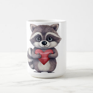 niedlicher, farbiger Wasserfarbenrakkoon mit Herz Kaffeetasse