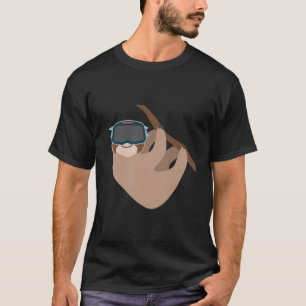 Niedlicher Faulenzer, der virtuelle Realität in ei T-Shirt