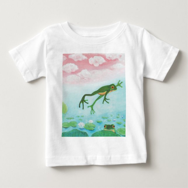 Niedlicher Faulenzer springt in den Teich Baby T-shirt (Vorderseite)