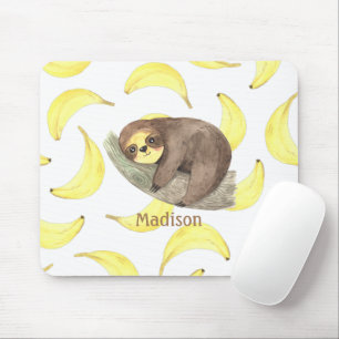 Niedlicher Faultier auf einer Banane Mousepad