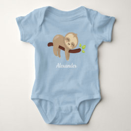 Niedlicher Faultier auf Tree Kawaii Tierabbildunge Baby Strampler