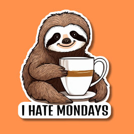 Niedlicher Faultier mit Kaffee ich Hasse Montag Wa Aufkleber