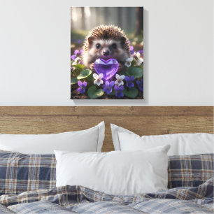 Niedlicher Februar-Igel mit Amethyst-Herz Leinwanddruck