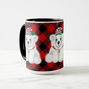 Niedlicher Feiertag Polar Bär kariert Tasse