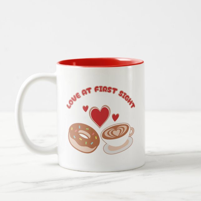 Niedlicher Feinschmecker Kaffee und Donut Tasse (Links)