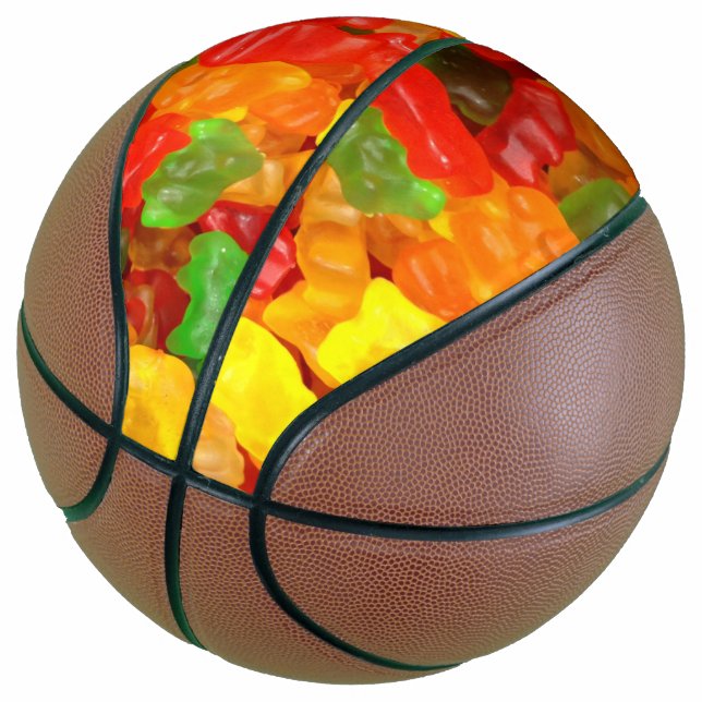 niedlicher Feinschmecker Regenbogen farbige Bonbon Basketball (angewinkelt)