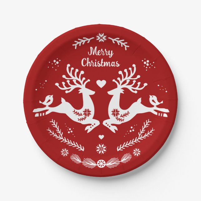 Niedlicher festlicher Skandi Pappteller (Vorderseite)