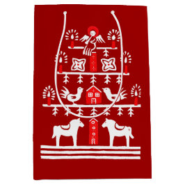 Niedlicher festlicher Skandi Roter Weihnachtsbaum Mittlere Geschenktüte