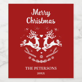 Niedlicher festlicher Skandi Weinetikett