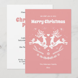 Niedlicher festlicher Skandi Weißrosa Weihnachtsba Einladung