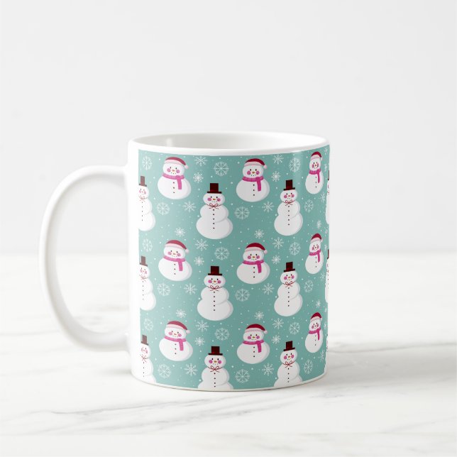Niedlicher festlicher Winter Pink Frostischer Schn Kaffeetasse (Links)