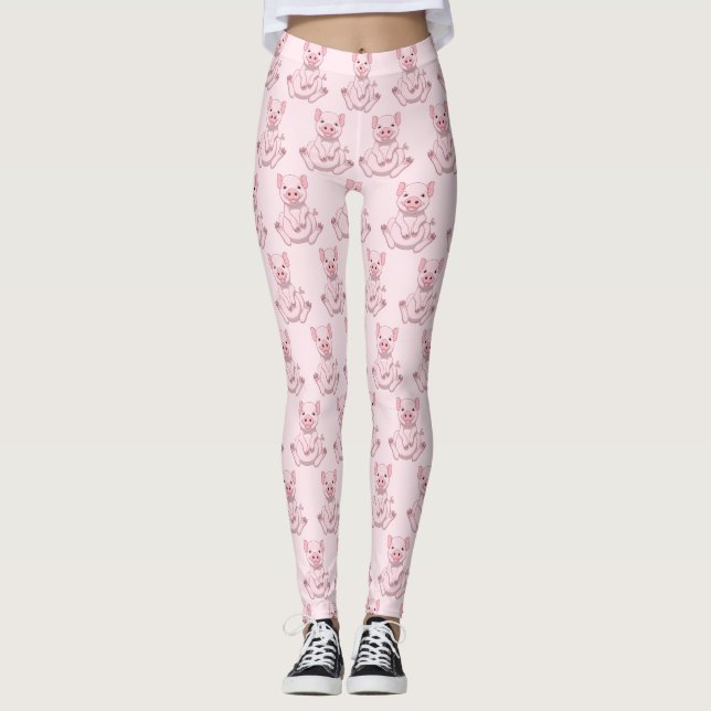 Niedlicher Fett Rosa Gürtelschwanz Leggings (Vorderseite)