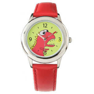 Niedlicher Feuer-Atem-Cartoon T-Rex Dinosaurier Armbanduhr