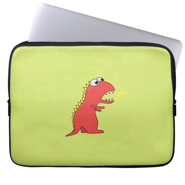 Niedlicher Feueratmer Cartoon T-Rex Dinosaurier Ki Laptopschutzhülle (Vorderseite)