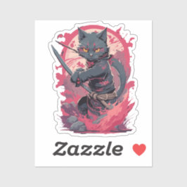 Niedlicher Feuerschlag Schwarzer Ninja Katzenkämpf Aufkleber