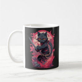 Niedlicher Feuerschlag Schwarzer Ninja Katzenkämpf Kaffeetasse
