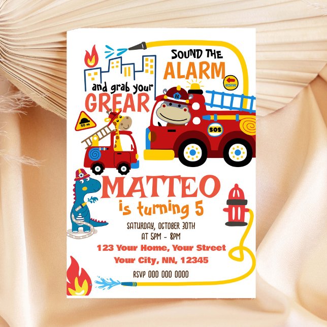 Niedlicher Feuerwehrmann Einladung zum Geburtstag (Von Creator hochgeladen)
