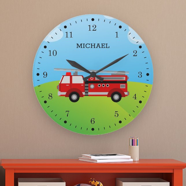 Niedlicher Feuerwehrraum Kids Room Große Wanduhr (Von Creator hochgeladen)