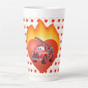 Niedlicher Feuerwehrwagen Valentinstag Milchtasse