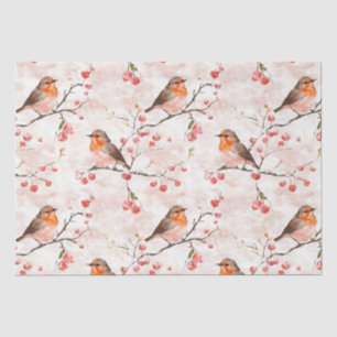 Niedlicher Finkenvogel auf schneebedecktem Winterb Seidenpapier