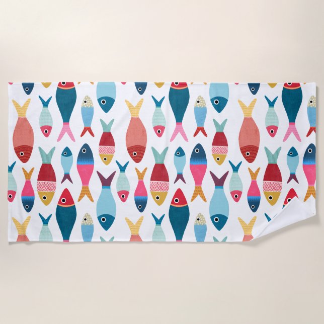 Niedlicher Fisch am Strand Strandtuch (Vorderseite)